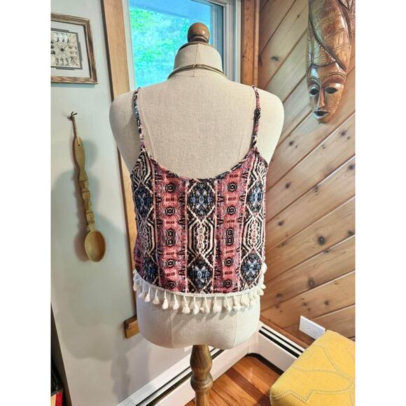 Tribal Printed Tassel Cropped Summer Tank Top - Picture 5 of 5